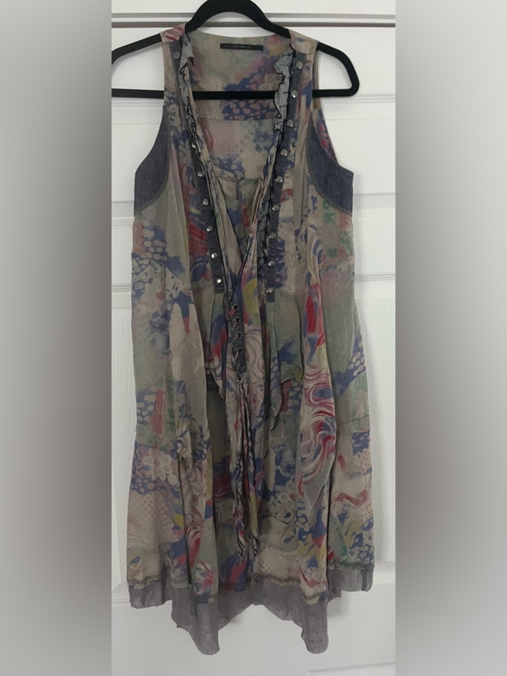 Rare Animale Blue, Beige, Grey Watercolor Dress